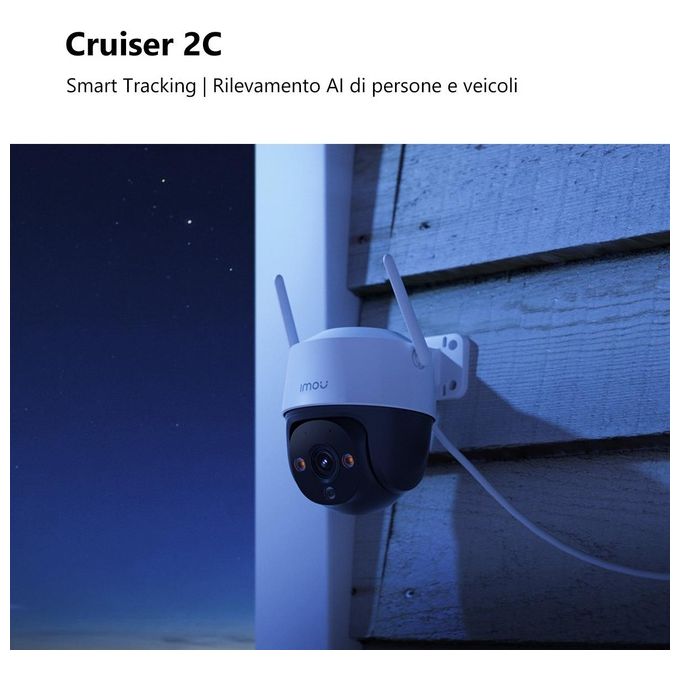 Imou IPC-S7CP-5M0WE Cruiser 2C Telecamera IP PTZ Esterna 5MP 2K Wi-Fi 6 IP66 Visione Notturna Colori Sirena 110dB colore Bianco