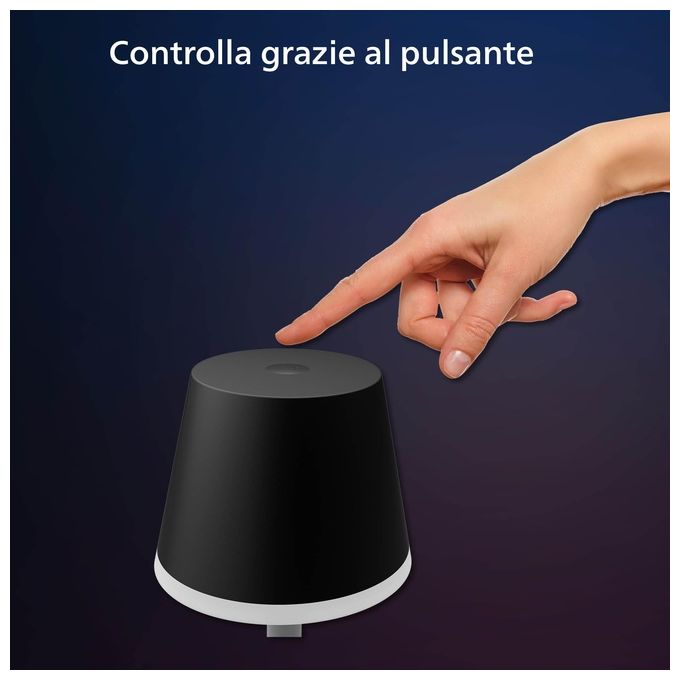Philips Lampada Smart Hue Go White and Color Ambiance da Tavolo Ricaricabile Nera Wireless