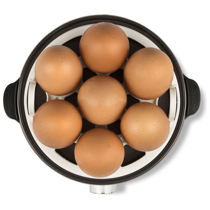 Girmi CU2500 Cuociuova a Vapore fino a 7 Uova 360W Cottura al Tegamino Piastra Antiaderente Corpo Inox colore Nero Acciaio Inox
