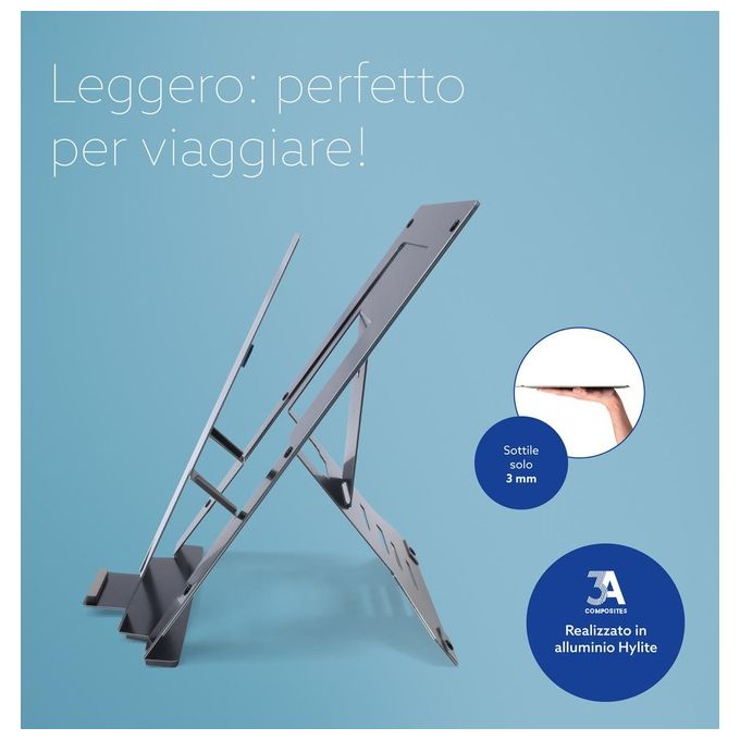 R-Go Tools RGORIDOCBL Supporto Ergonomico Pieghevole Regolabile in 5 Posizioni Portadocumenti Integrato colore Nero