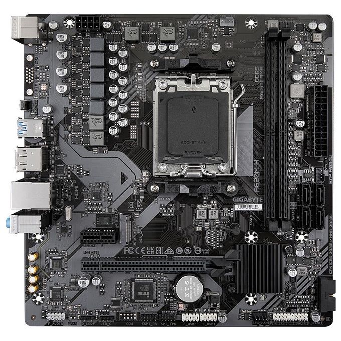 GIGABYTE A620M H Scheda madre A620M H Socket AM5 DDR5 96 GB M.2 HDMI 2.1 DisplayPort 1.4 USB 3.2 colore Marrone