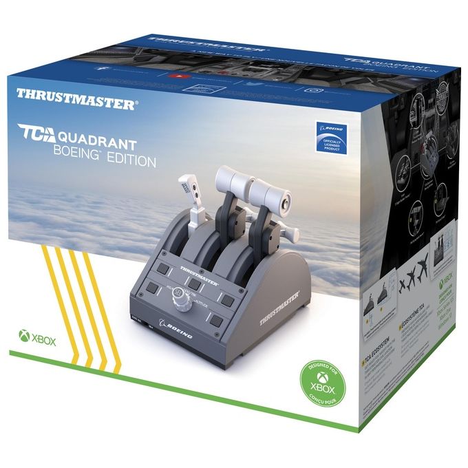 Thrustmaster 4060219 TCA Quadrant Boeing Edition Joystick 3 Assi Tecnologia Magnetica H.E.A.R.T 16 Bit 4 Leve Intercambiabili Autopilota Boeing USB Cablato colore Grigio