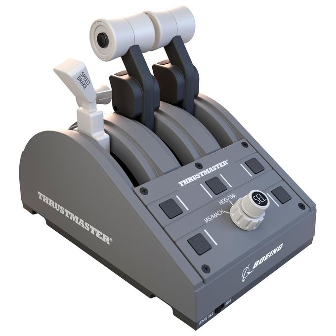 Thrustmaster 4060219 TCA Quadrant Boeing Edition Joystick 3 Assi Tecnologia Magnetica H.E.A.R.T 16 Bit 4 Leve Intercambiabili Autopilota Boeing USB Cablato colore Grigio