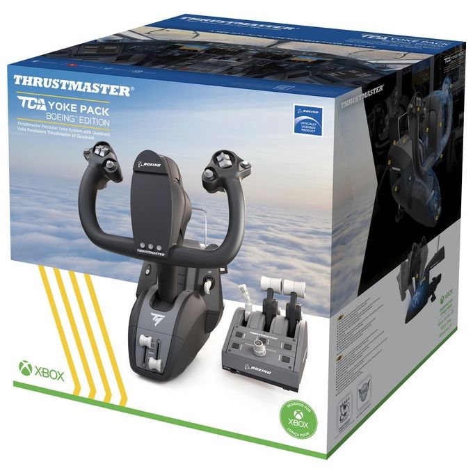 Thrustmaster 4460210 TCA Yoke Pack Boeing Edition Fight-stick con Cloche e Quadrante Manetta USB per PC e Xbox Tecnologia Magnetica H.E.A.R.T 16 bit colore Nero Grigio