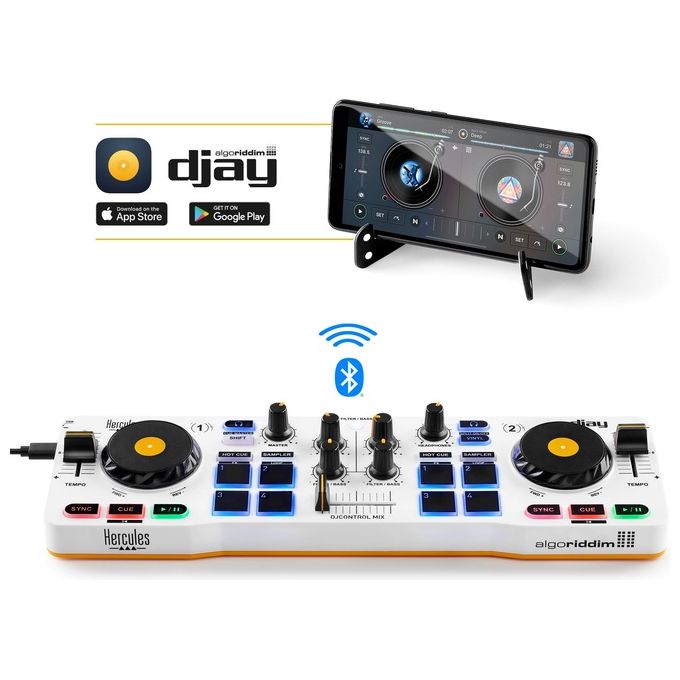 Hercules 4780921 DJControl Mix Controller DJ 2 canali Bluetooth USB colore Bianco