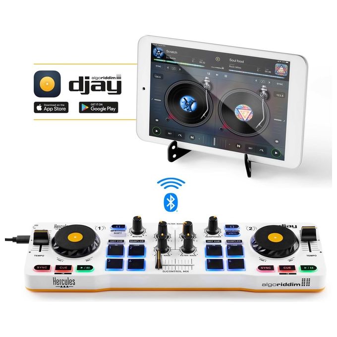 Hercules 4780921 DJControl Mix Controller DJ 2 canali Bluetooth USB colore Bianco