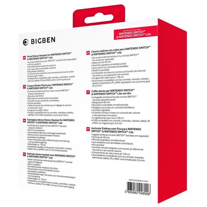 Big Ben Cuffie Gaming per Nintendo Switch
