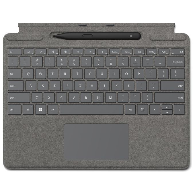 Microsoft 8X8-00173 Surface Pro Tastiera Signature con Slim Pen 2 Alcantara Touchpad retroilluminato compatibile Pro 8 9 10 X colore Platino