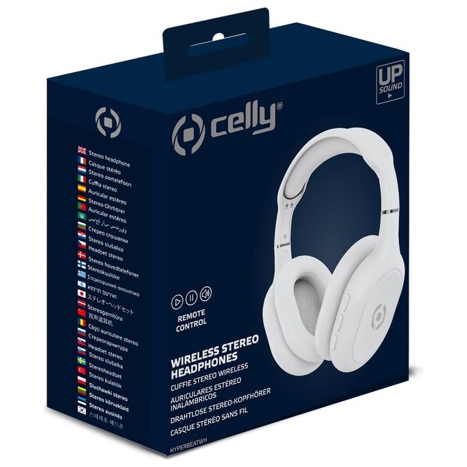 Celly Hyper Beat Bluetooth Stereo Headphones Bianco
