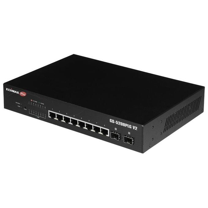 EDiMAX GS-5208PLG V2 Switch Web Smart 10 Porte Gigabit PoE+ con 2 Porte SFP colore Nero