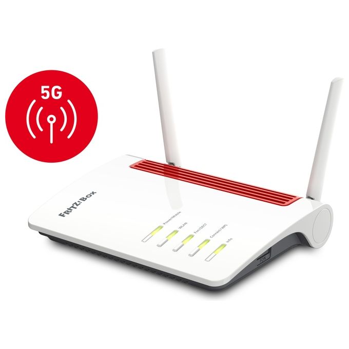 FRITZ! 6850 5G Modem Router Wireless Dual Band Wi-Fi 5 4 porte Gigabit Ethernet USB 3.0 VoIP Base DECT SIM Slot colore Bianco