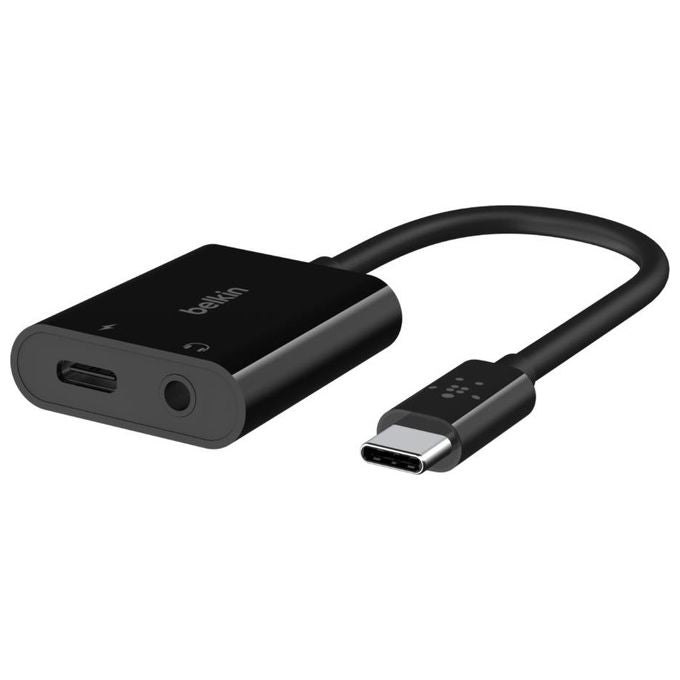 Belkin NPA004BTBK RockStar Adattatore USB-C Audio Jack 3.5mm Ricarica 60W USB Power Delivery colore Nero