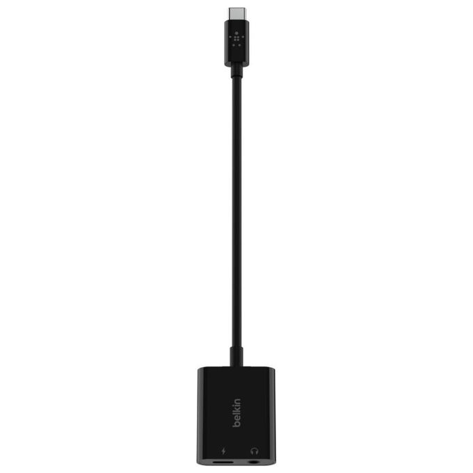 Belkin NPA004BTBK RockStar Adattatore USB-C Audio Jack 3.5mm Ricarica 60W USB Power Delivery colore Nero
