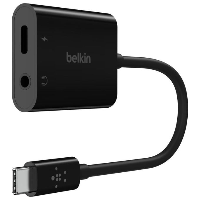 Belkin NPA004BTBK RockStar Adattatore USB-C Audio Jack 3.5mm Ricarica 60W USB Power Delivery colore Nero