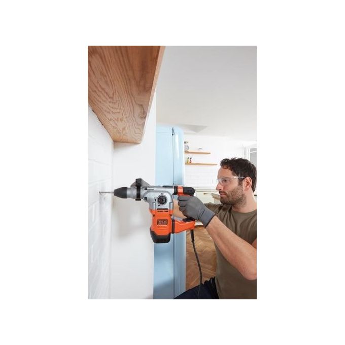 BLACK+DECKER BEHS03K-QS Trapano a percussione SDS+ 1250 W 3,7 J 3 funzioni con impugnatura ergonomica e valigetta colore Nero