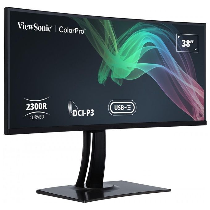 ViewSonic VP3881A Monitor 38'' WQHD+ IPS HDR10 USB-C HDMI 2.0 Altoparlanti Integrati Regolazione Altezza VESA 100x100 colore Nero