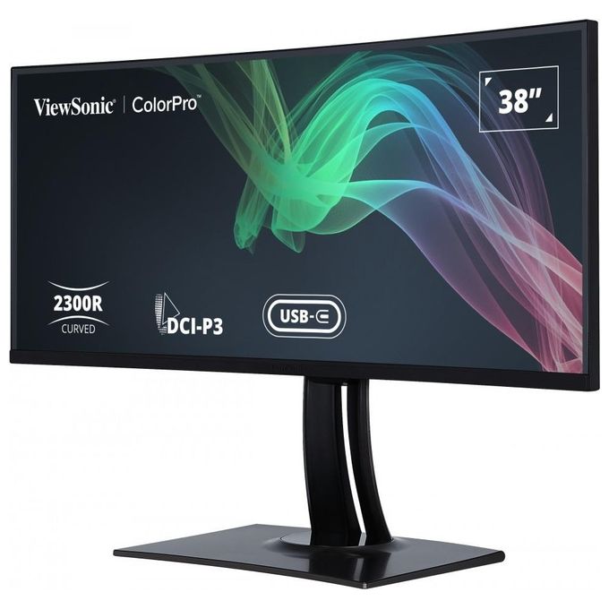 ViewSonic VP3881A Monitor 38'' WQHD+ IPS HDR10 USB-C HDMI 2.0 Altoparlanti Integrati Regolazione Altezza VESA 100x100 colore Nero