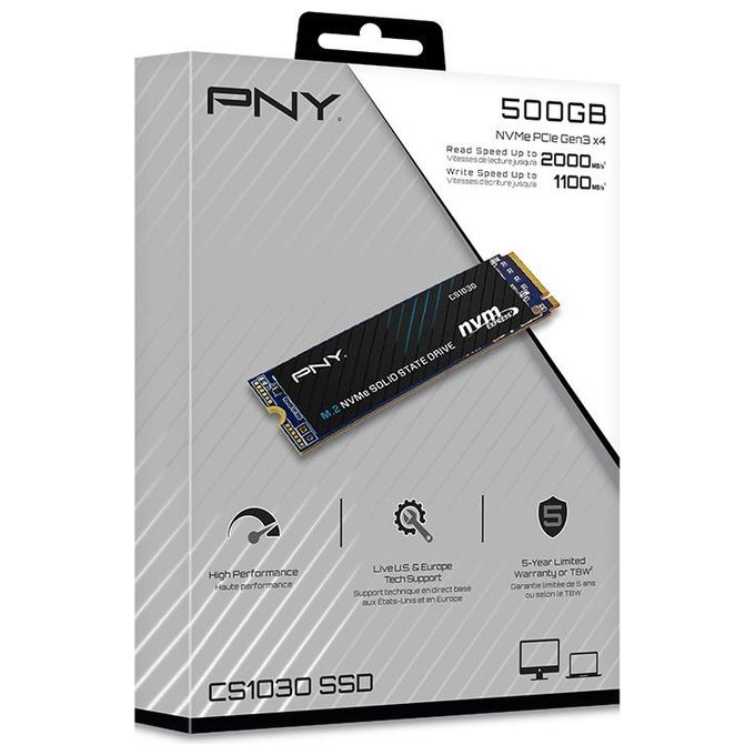 PNY M280CS1030-500-RB CS1030 SSD Interno 500 GB M.2 PCI Express 3.0 x4 NVMe 3D NAND