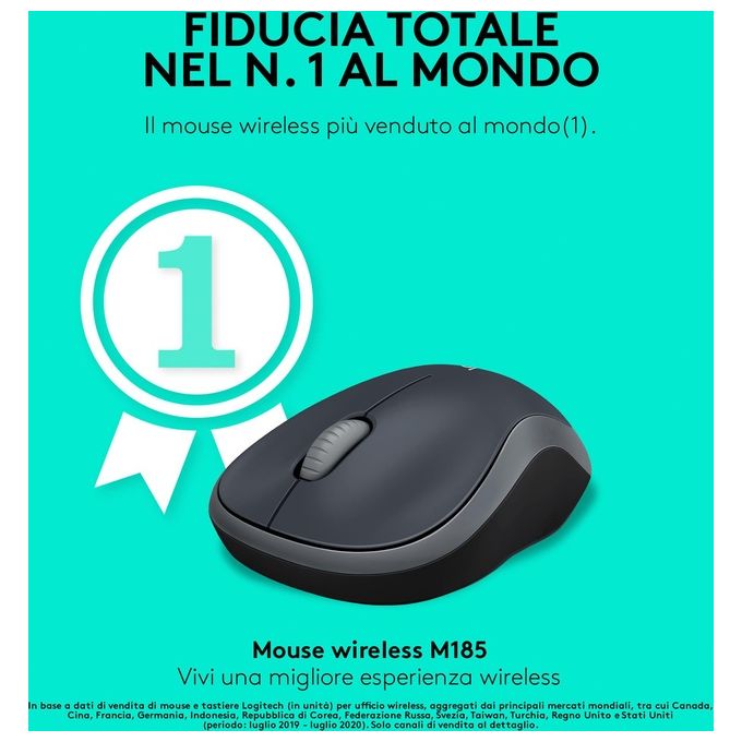 Logitech Notebook Mouse M185 Soft Grigio