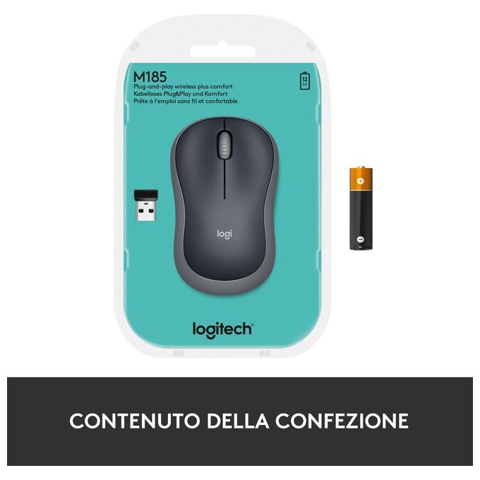Logitech Notebook Mouse M185 Soft Grigio
