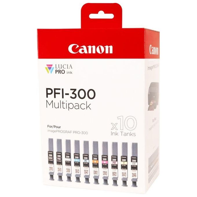 Canon PFI-300 Multipack Cartuccia d'Inchiostro Originale 10 pz Inchiostro Pigmentato LUCIA PRO per imagePROGRAF PRO-300 colore Multicolore