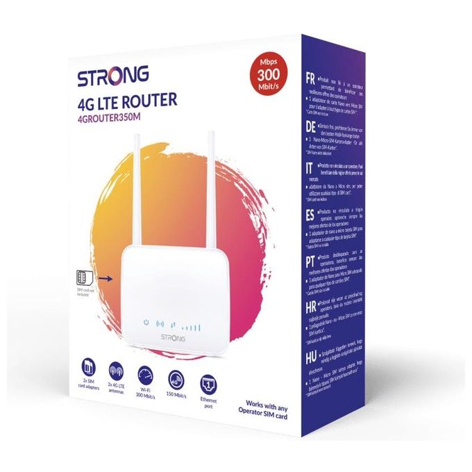Strong 4GROUTER350M Router 4G LTE WiFi 4 300 Mbit-s 150 Mbit-s Download SIM 1 Porta LAN colore Bianco