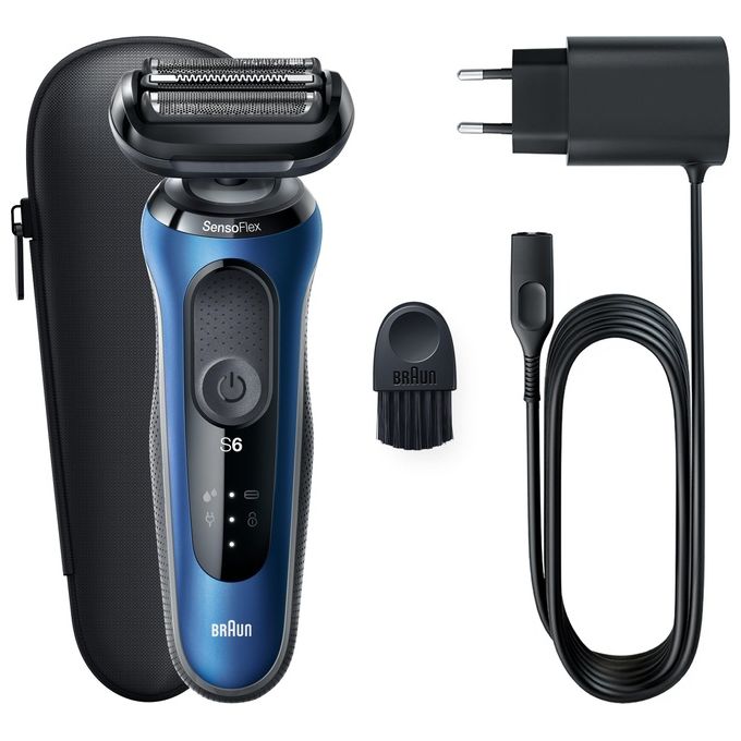 Braun 61-B1000S Series 6 Rasoio elettrico uomo a lamina WetandDry 3 testine autonomia 50 min colore Blu