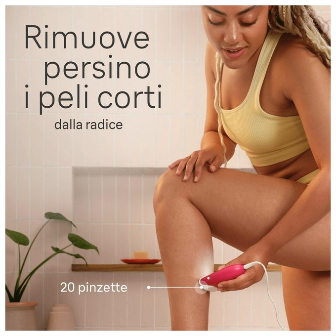 Braun SE3-031 Silk-Epil 3 Epilatore Elettrico Donna con Cavo 20 Pinzette SoftLift SmartLight Testina Rasoio colore Rosa