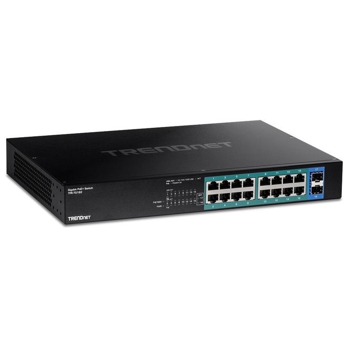 TRENDnet TPE-TG182 Switch di Rete Gigabit Ethernet 18 Porte con 16 Porte PoE+ 240 W 36 Gbit-s 1U colore Nero