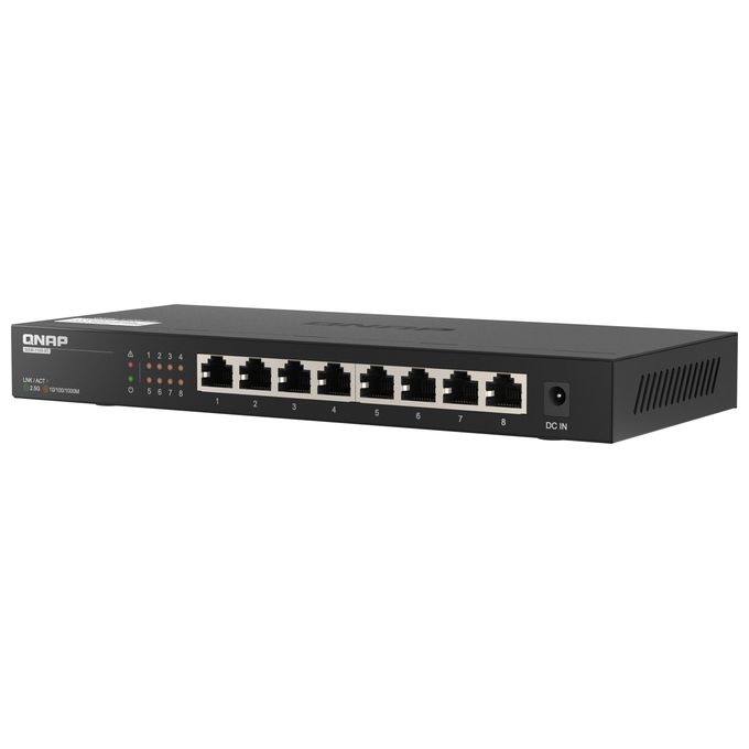 Qnap QSW-1108-8T Switch di Rete Non Gestito 8 Porte 2.5G Ethernet 100-1000-2500 Fanless Plug and Play colore Nero