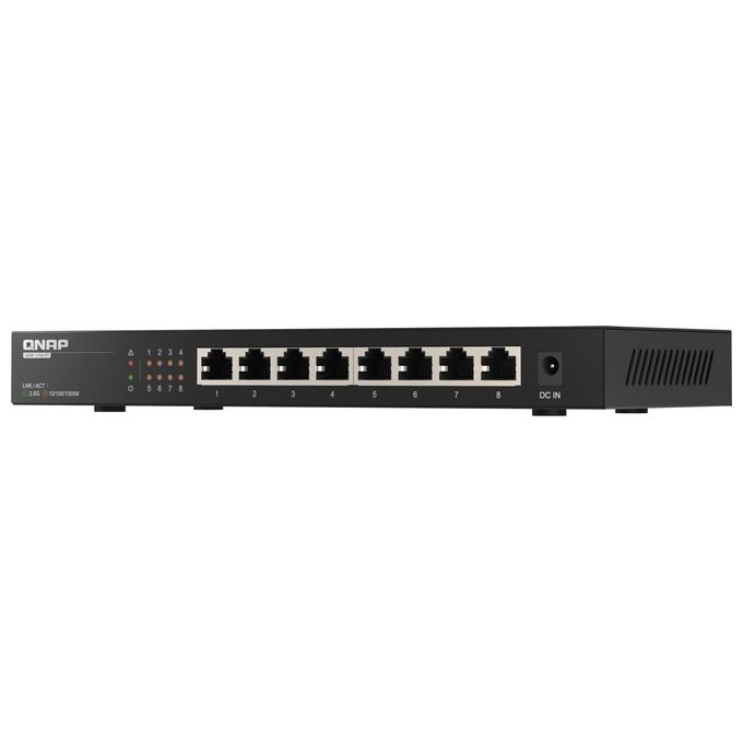 Qnap QSW-1108-8T Switch di Rete Non Gestito 8 Porte 2.5G Ethernet 100-1000-2500 Fanless Plug and Play colore Nero