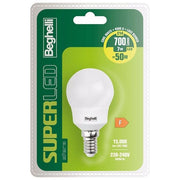 Beghelli Lampadina Led Sfera 7W e14 4000k SuperLed Luce Naturale 700 Lumen
