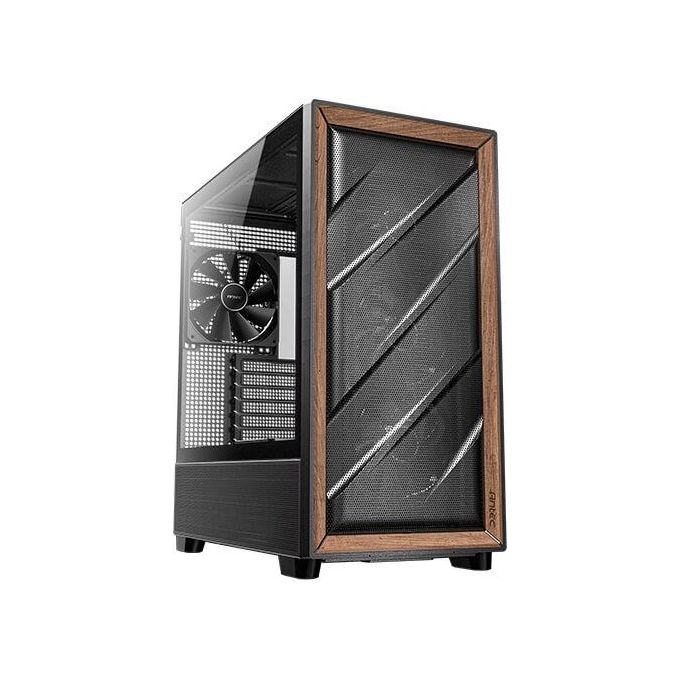 Antec FLUX Case PC Midi Tower Supporto E-ATX Pannello Laterale in Vetro Temperato e Inserti in Legno colore Nero