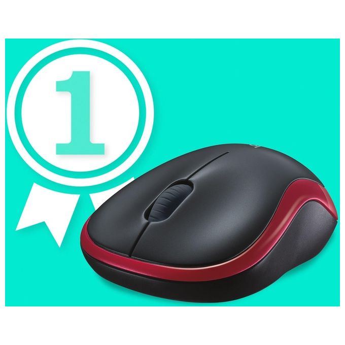 Logitech Mouse Wireless Mouse M185 rosso