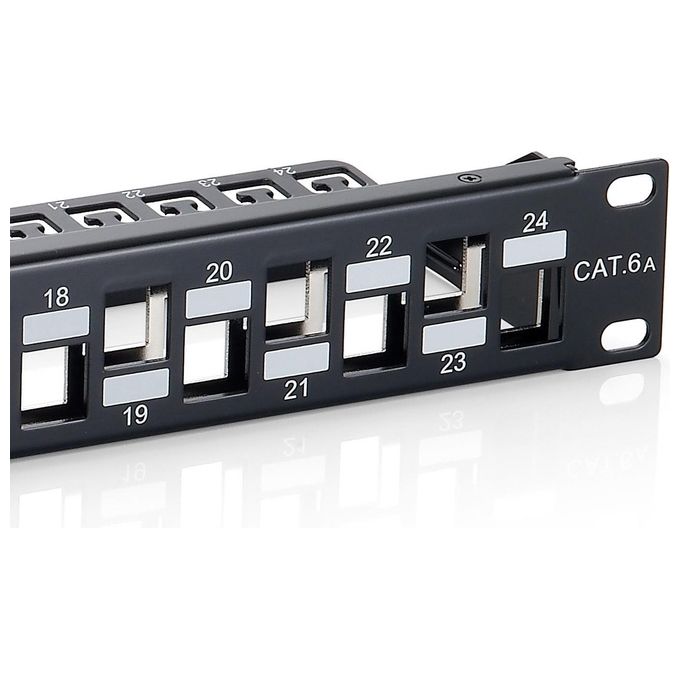 Equip Pannello Patch a 24 Porte RJ45 Cat6a 19'' 1HE Schermato Nero