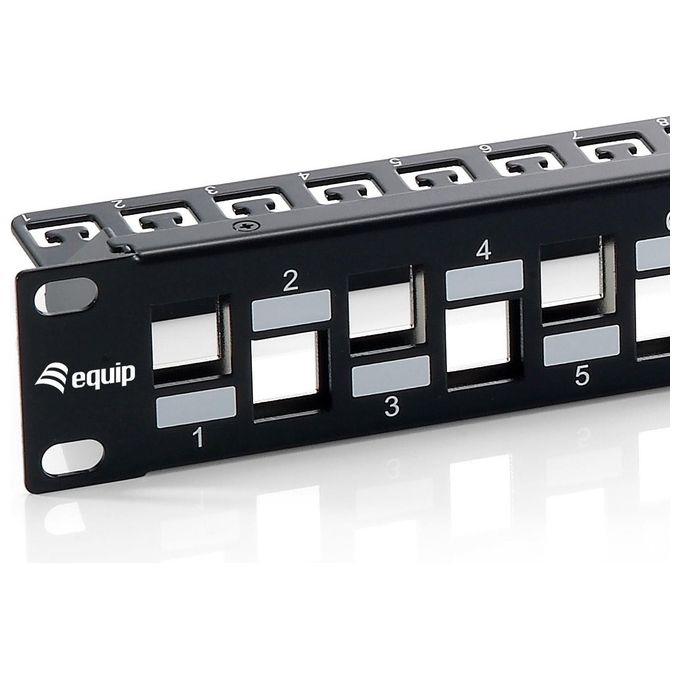 Equip Pannello Patch a 24 Porte RJ45 Cat6a 19'' 1HE Schermato Nero