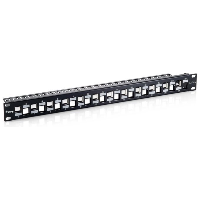 Equip Pannello Patch a 24 Porte RJ45 Cat6a 19'' 1HE Schermato Nero