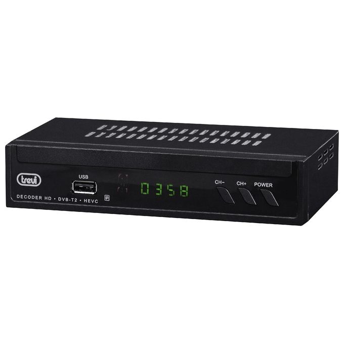 Trevi HE 3378 T2 Decoder Digitale Terrestre DVB-T2 HD HEVC H.265 10 bit 2 Telecomandi HDMI USB SCART colore Nero