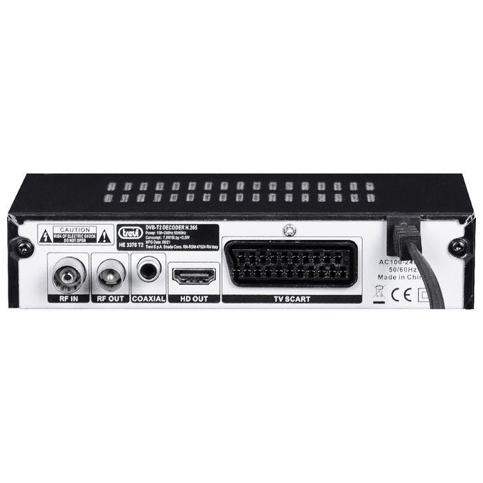 Trevi HE 3378 T2 Decoder Digitale Terrestre DVB-T2 HD HEVC H.265 10 bit 2 Telecomandi HDMI USB SCART colore Nero