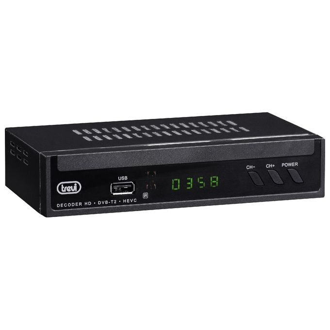 Trevi HE 3378 T2 Decoder Digitale Terrestre DVB-T2 HD HEVC H.265 10 bit 2 Telecomandi HDMI USB SCART colore Nero