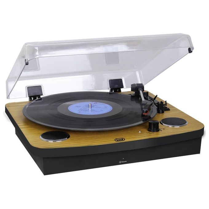 Trevi TT 1022 BT Giradischi Stereo Bluetooth 33 45 78 rpm 2 Altoparlanti 3W Uscita RCA AUX-IN Mobile in Legno colore Nero