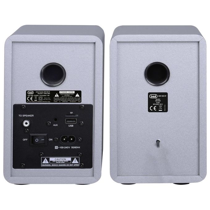 Trevi AVX 565 BT Casse Bluetooth 2.0 Altoparlanti Amplificati 50W 2 vie Bass Reflex USB MicroSD AUX-IN Telecomando colore Nero Argento