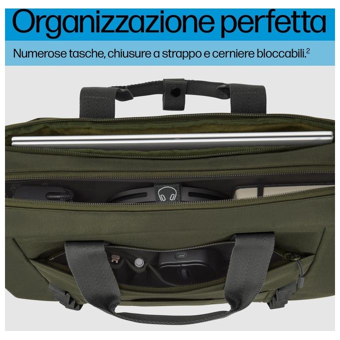 HP 9J497AA Borsa Modulare per Laptop 15.6'' Resistente all'Acqua 22 L Poliestere colore Verde Grigio