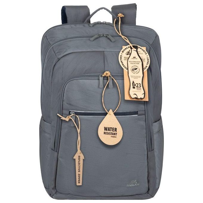 RivaCase 7569 Alpendorf Eco Zaino per Notebook fino a 17.3'' realizzato in Poliestere Riciclato (RPET) resistente all'acqua con scomparto imbottito per laptop e tablet colore Grigio