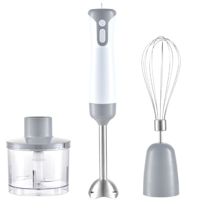 Melchioni Family MIXXXO TRIO Frullatore a Immersione 400W 2 Velocita' Lame Acciaio Tritatutto 500ml colore Bianco Grigio