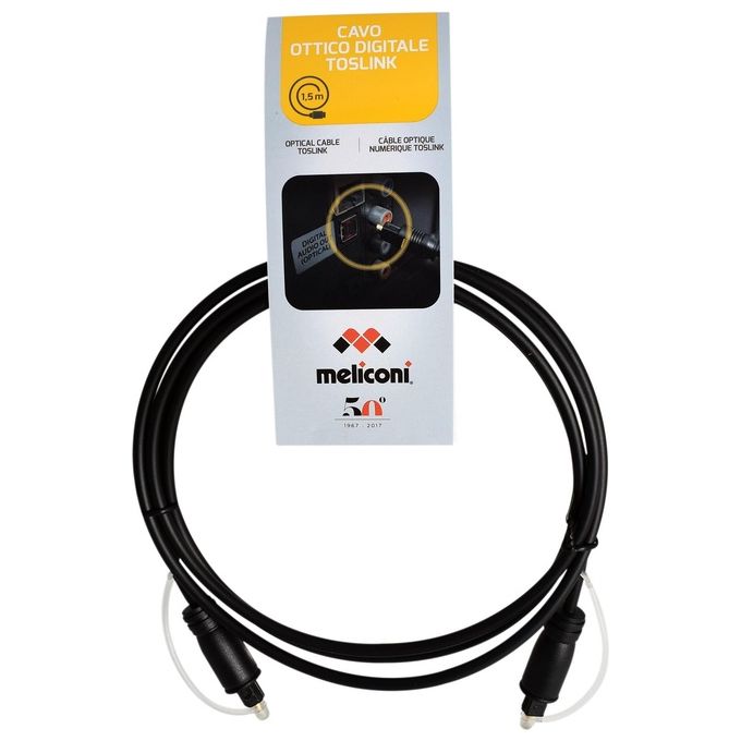 Meliconi Cavo Audio Ottico Digitale Toslink 1.5 Metri Compatibile con Apparecchi con Ingresso-uscita Audio Digitale