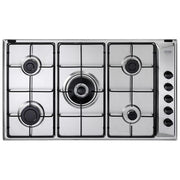 DeLonghi YAL59 DD Piano Cottura a Gas 5 Zone 1 Bruciatore Ultrarapido Griglie in piattina smaltata 90 cm Acciaio Inox
