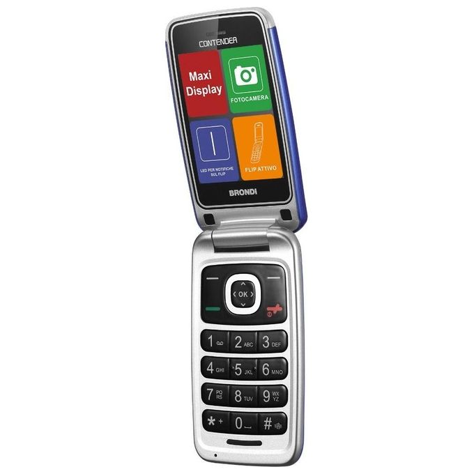 Brondi 10277052 Contender Telefono Cellulare GSM DUAL SIM con Tasti Grandi e Display 3'' colore Blu-Viola