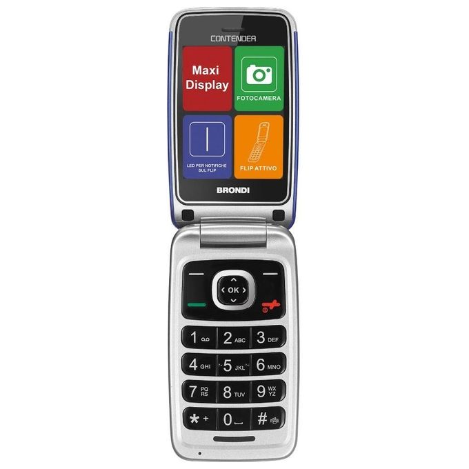 Brondi 10277052 Contender Telefono Cellulare GSM DUAL SIM con Tasti Grandi e Display 3'' colore Blu-Viola