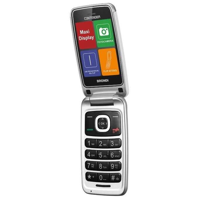 Brondi CONTENDER Telefono Cellulare per Anziani Dual SIM 3'' Tasti Grandi Radio FM Bluetooth colore Bianco
